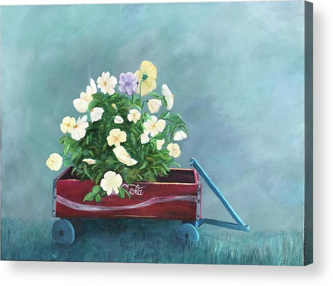 Flowers Acrylic Print featuring the painting Against All Odds II by Deborah Naves