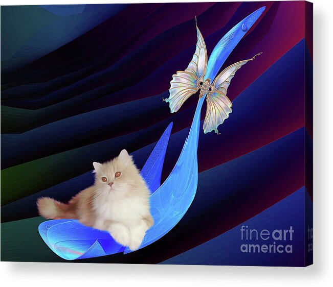 Cat Acrylic Print featuring the digital art Along for the Ride by Elaine Manley