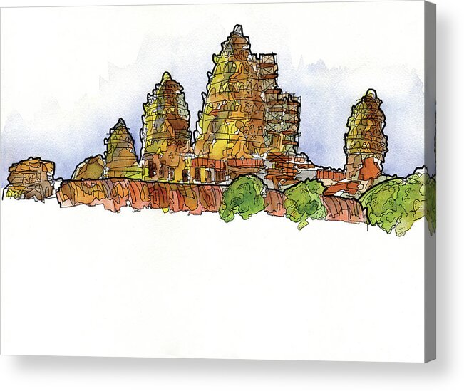 Landscape Acrylic Print featuring the painting Angkor Wat #2, Cambodia by Craig Macnaughton