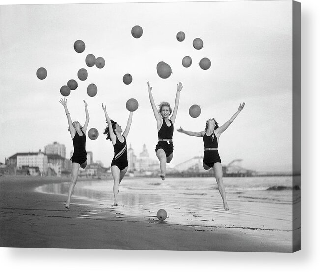 Toughness Acrylic Print featuring the photograph Balloon Dancers On Long Beach by Bettmann