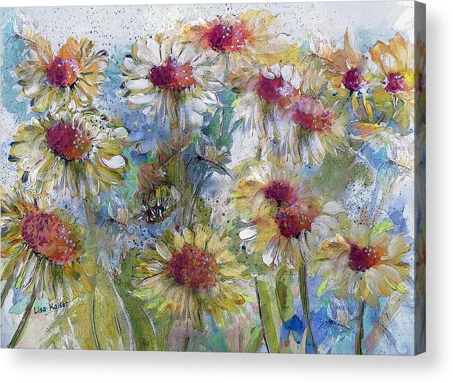 Breezy Acrylic Print featuring the digital art Breezy Wild Flower Watercolor by Lisa Kaiser