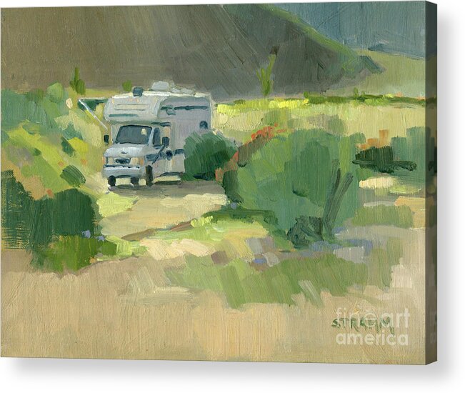 Camping Acrylic Print featuring the painting Boondocking Desert Life Borrego Springs California by Paul Strahm