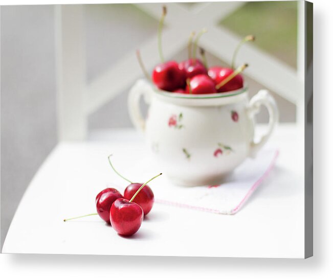 Cherry Acrylic Print featuring the photograph Cherries by Montse Cuesta