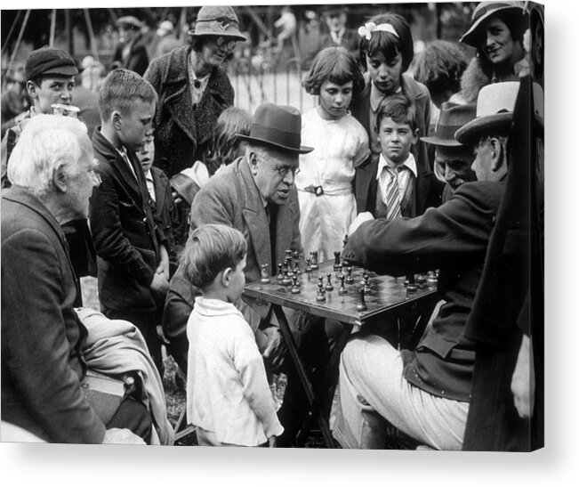 Recreational Pursuit Acrylic Print featuring the photograph Clapham Chess by Fox Photos