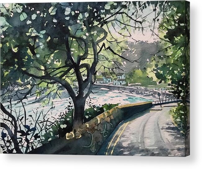 Salcombe Acrylic Print featuring the painting Cliff Road - Salcombe by Luisa Millicent
