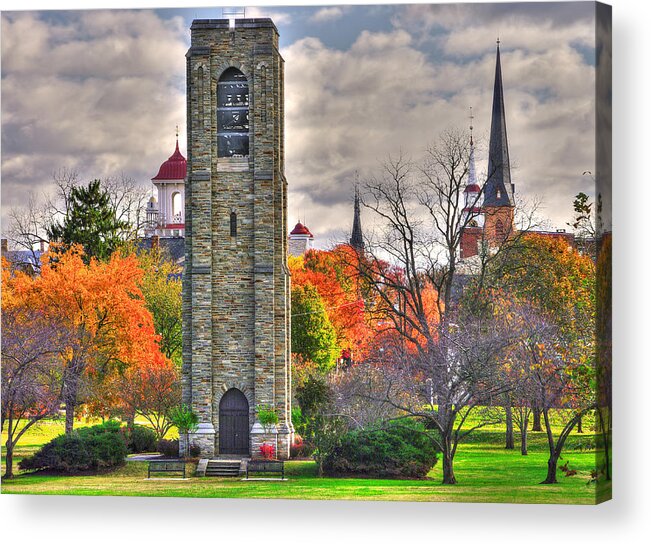Clustered Spires Acrylic Print featuring the photograph Clustered Spires Series - Joseph Dill Baker Carillon and the Clustered Spires No. 5 - Frederick Md by Michael Mazaika