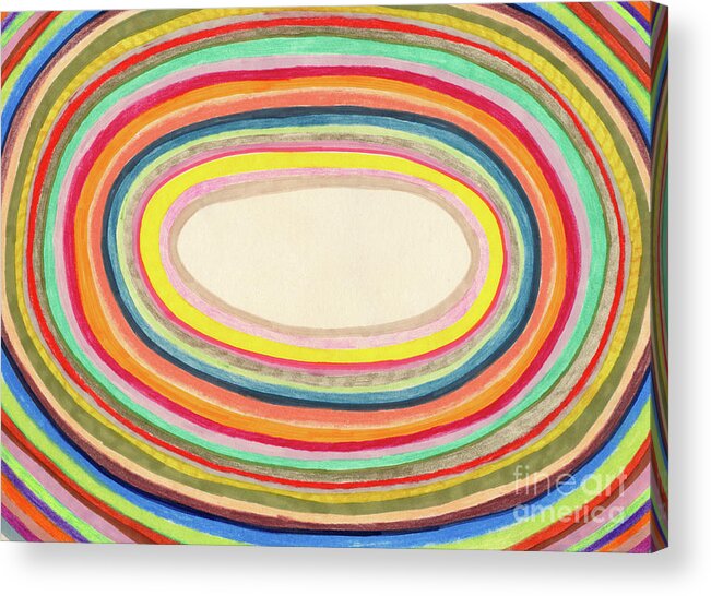 Orange Color Acrylic Print featuring the digital art Colourful Rainbow Circles Background by Beastfromeast