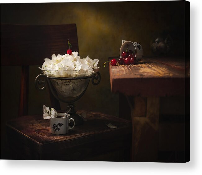 Floral Acrylic Print featuring the photograph Cream Dessert by Vadim Kulinsky