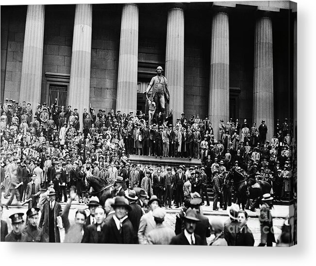 Corporate Business Acrylic Print featuring the photograph Crowd After Stock Market Crash by Bettmann