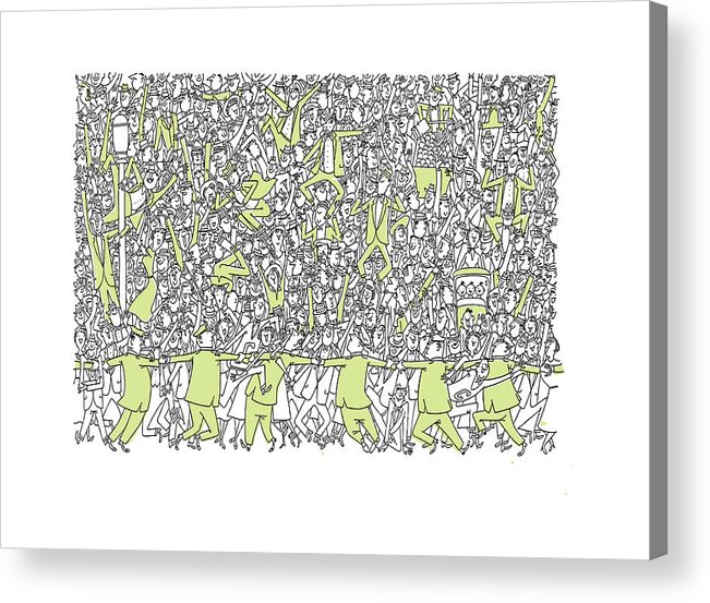 Audience Acrylic Print featuring the drawing Crowd of People Being Held Back by CSA Images