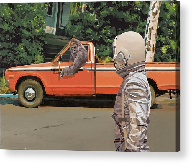 Astronaut Acrylic Print featuring the painting Decline of the Planet of the Apes by Scott Listfield