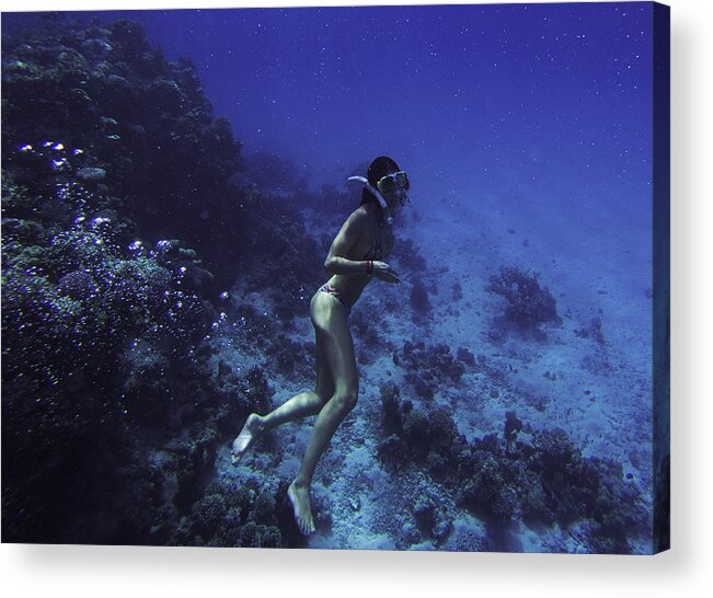 Underwater Acrylic Print featuring the photograph Deep Sea Coral Dive by Katia Moon