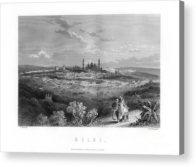 Engraving Acrylic Print featuring the drawing Delhi, India, 1893.artist Edward Paxman by Print Collector
