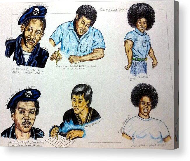 Black Art Acrylic Print featuring the drawing Dennis, George, Tookie, Joe, Bruce, and Big Heroin by Joedee