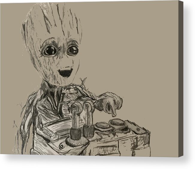 Drawing Baby Groot Acrylic Print by Jmac Sketch - Pixels