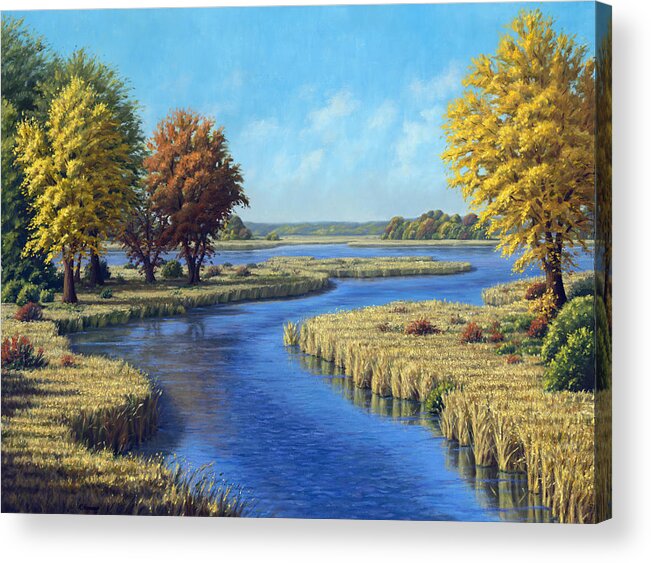 Landscape Acrylic Print featuring the painting Sunrise River, East of Stacy by Rick Hansen