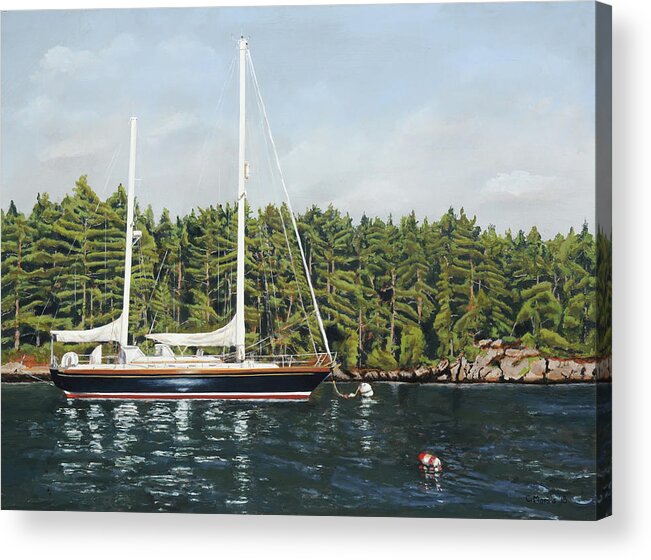 Painting Acrylic Print featuring the painting E C's Maine Ketch by Craig Morris