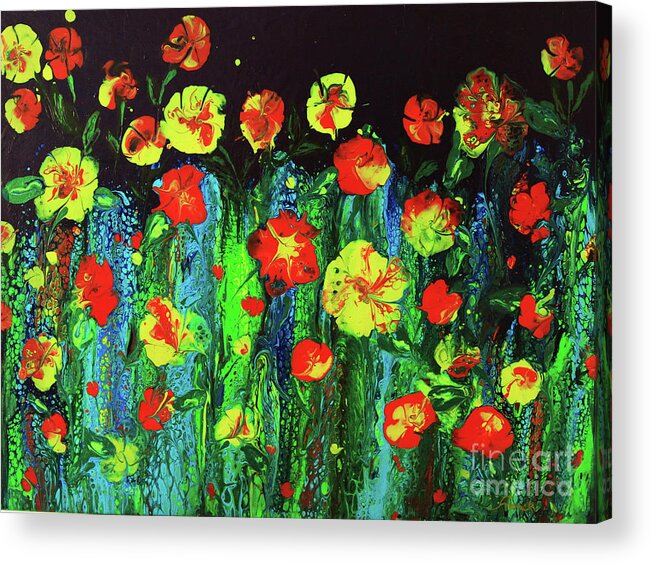 Evening Acrylic Print featuring the painting Evening Flower Garden by Jeanette French