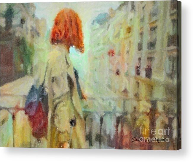 Red Hair Acrylic Print featuring the pastel Feel the Rain by Chris Armytage