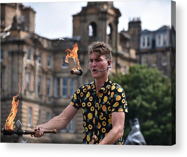 Act
Street
Fire
Axes
Performer
City Acrylic Print featuring the photograph Fire Blade by Ray Clark