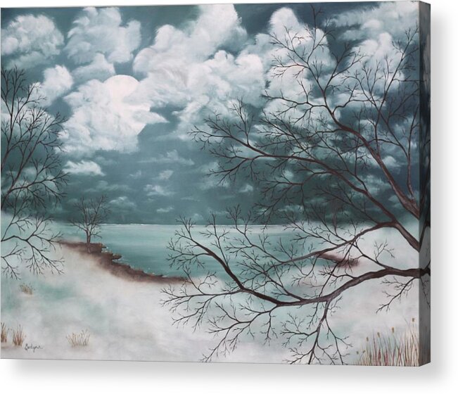 Foggy Acrylic Print featuring the painting Foggy Nights Hue by Berlynn