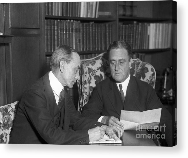 Mature Adult Acrylic Print featuring the photograph Franklin D. Roosevelt Dictating by Bettmann