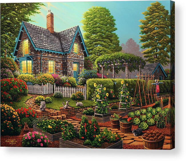 Garden Escape Acrylic Print featuring the painting Garden Escape by Geno Peoples