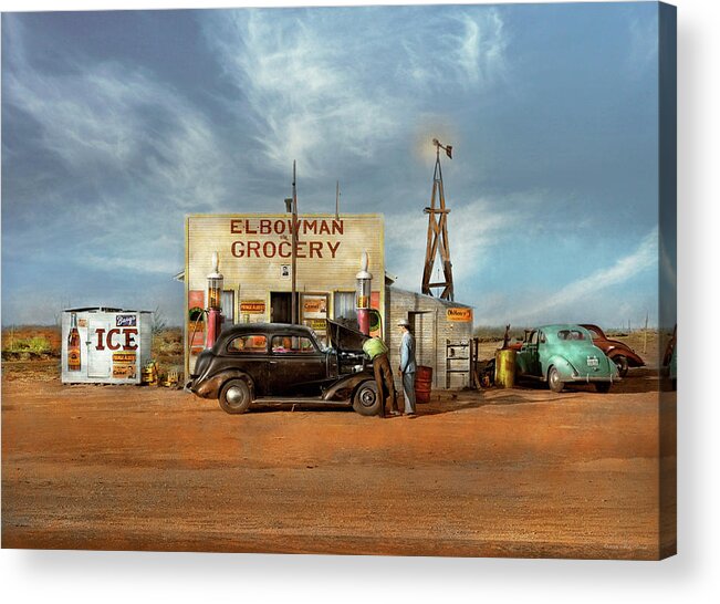 Dawson County Acrylic Print featuring the photograph Gas Station - In the middle of nowhere 1940 by Mike Savad