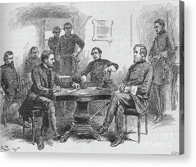 19th Century Style Acrylic Print featuring the drawing General Grant Reading The Terms by Print Collector