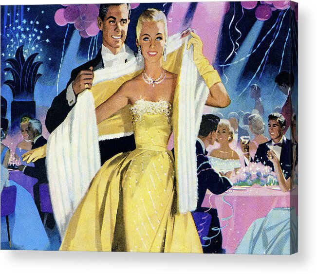 Adult Acrylic Print featuring the drawing Glamorous Couple by CSA Images