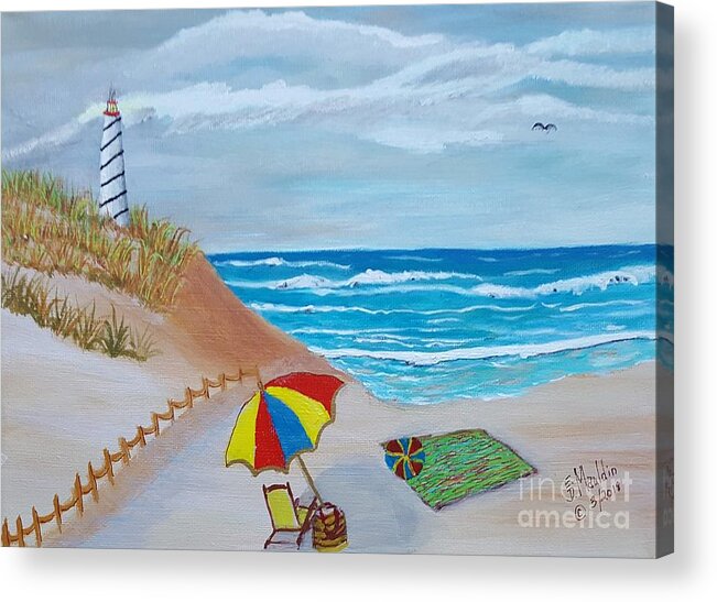 Lighthouse Acrylic Print featuring the painting Going to the Beach by Elizabeth Mauldin