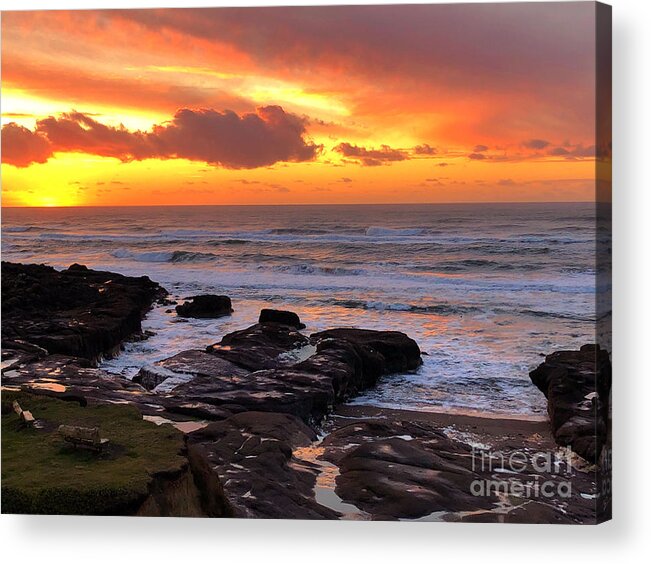 Winter Acrylic Print featuring the painting Golden Hour Low Tide by Jeanette French