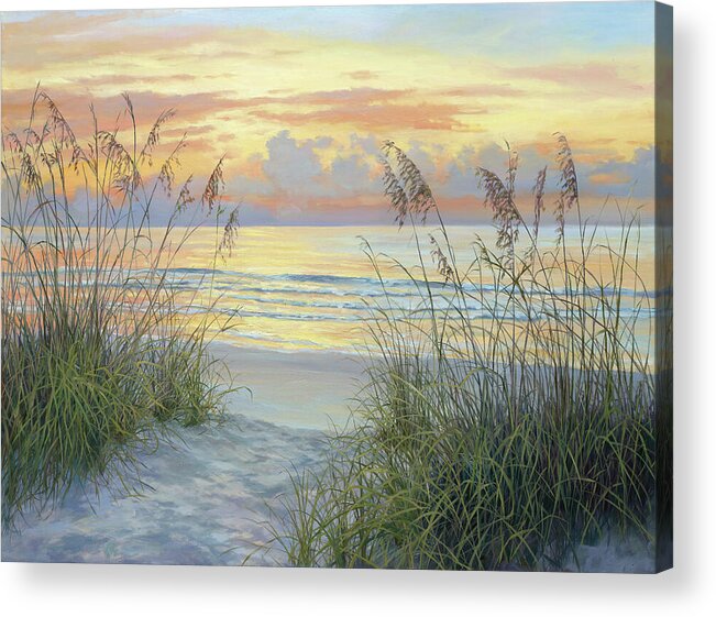 Beach Acrylic Print featuring the painting Golden Morning St. Agustine by Laurie Snow Hein