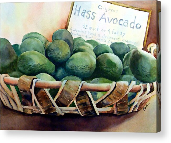 Avocado Acrylic Print featuring the painting Guacamole Anyone? by Beth Fontenot