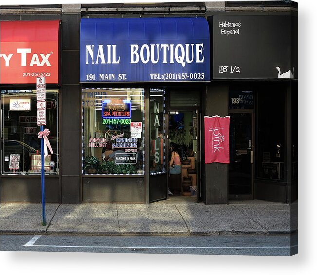 America Acrylic Print featuring the photograph Hackensack, NJ - Nail Shop 2018 by Frank Romeo
