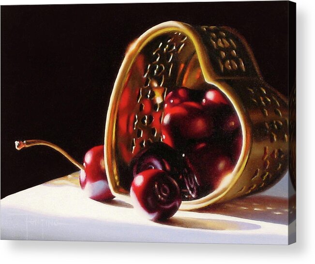 Cherries Acrylic Print featuring the painting Heart of Gold by Dianna Ponting