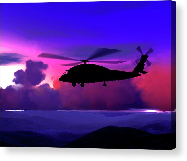 Helicopter Acrylic Print featuring the mixed media Helicopter by Ata Alishahi