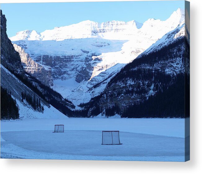 Scenics Acrylic Print featuring the photograph Hockey Net On Frozen Lake by Ascent/pks Media Inc.