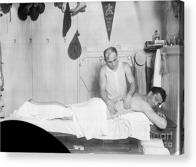 People Acrylic Print featuring the photograph Jack Dempsey Getting A Massage by Bettmann