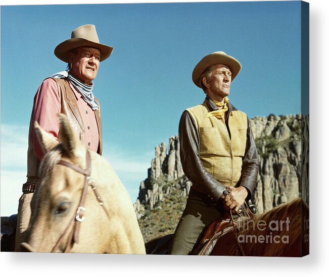 Horse Acrylic Print featuring the photograph John Wayne And Kirk Douglas In The War by Bettmann