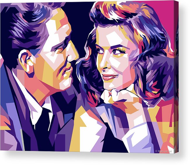 Katharine Hepburn Acrylic Print featuring the digital art Katharine Hepburn and Spencer Tracy by Movie World Posters