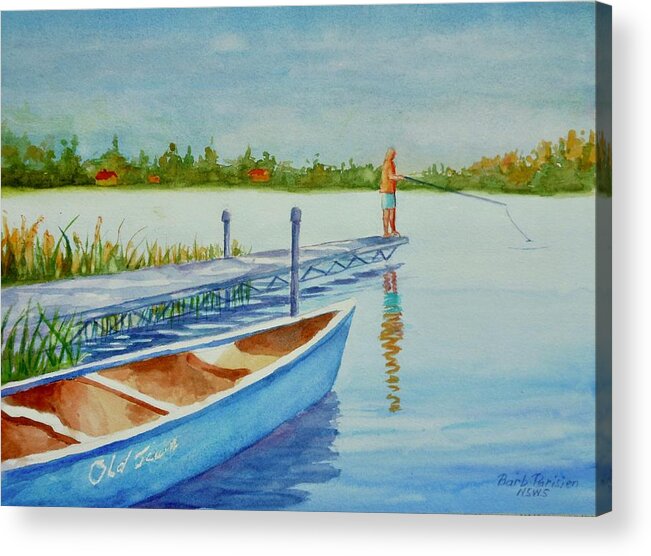 Fishing Acrylic Print featuring the painting Last Catch by Barbara Parisien