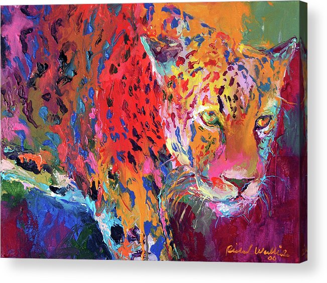Leopard Acrylic Print featuring the painting Leopard 1 by Richard Wallich