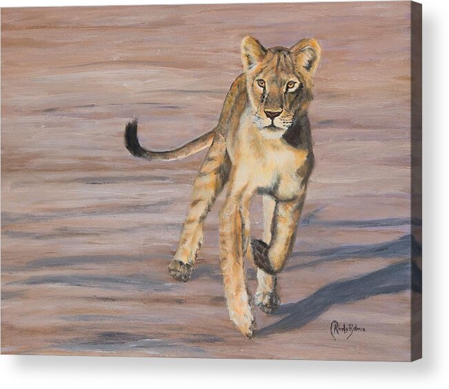 Lioness Acrylic Print featuring the painting Lioness by Kirsty Rebecca