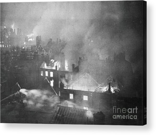 Burnt Acrylic Print featuring the photograph London Burning During Blitz by Bettmann