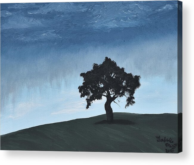 Landscape Acrylic Print featuring the painting Lone Tree by Gabrielle Munoz