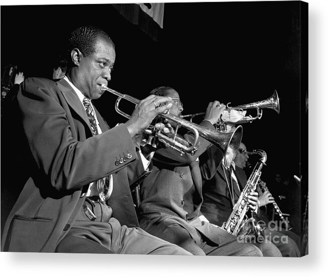 Concert Acrylic Print featuring the photograph Louis Armstrong And Roy Eldridge by Bettmann