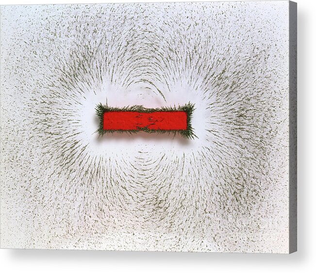 Magnetic Field Acrylic Print featuring the photograph Magnetic Field Of A Bar Magnet by Martyn F. Chillmaid/science Photo Library