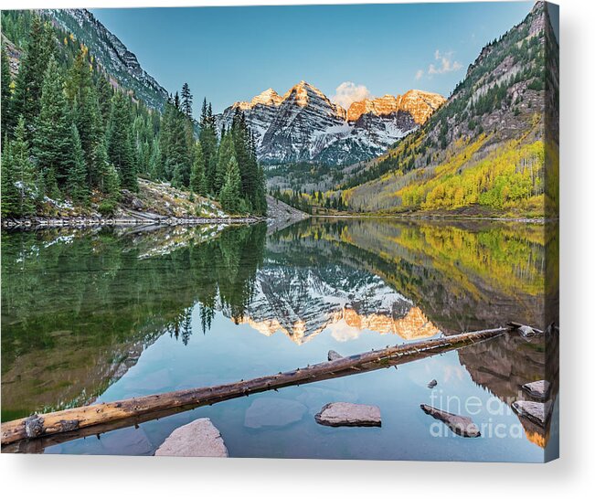 Maroon Bells Acrylic Print featuring the photograph Maroon Bells at Sunrise by Melissa Lipton