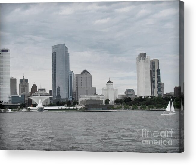 Lake Michigan Acrylic Print featuring the photograph Milwaukee from the Water Two by Roberta Byram
